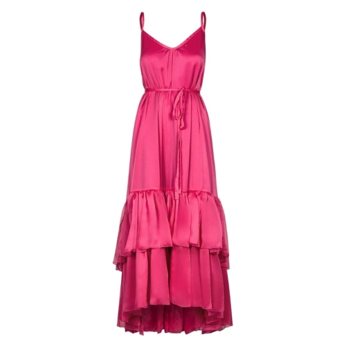 Pink asymmetrical dress with ruffles and open back Didi by Swing