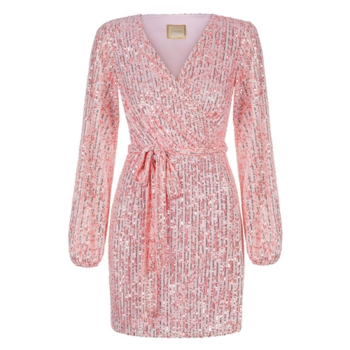 Phenomenal orange neon sequin dress Ines by Swing