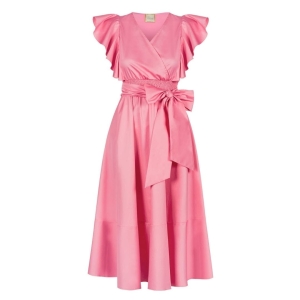 Pink slightly flared 7/8 midi dress Melisa by Swing
