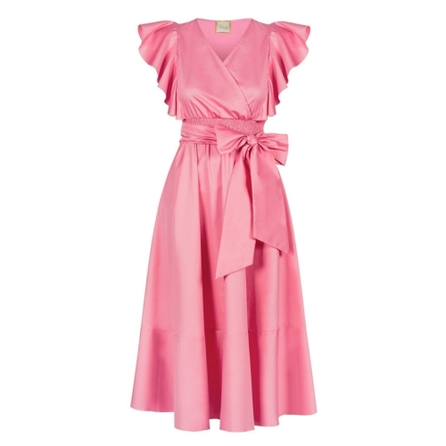Pink slightly flared 7/8 midi dress Melisa by Swing