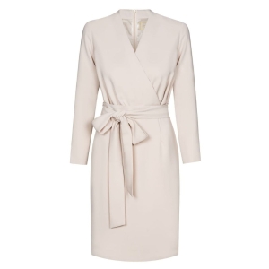 Beige graphite dress Liliana with envelope neckline by Swing