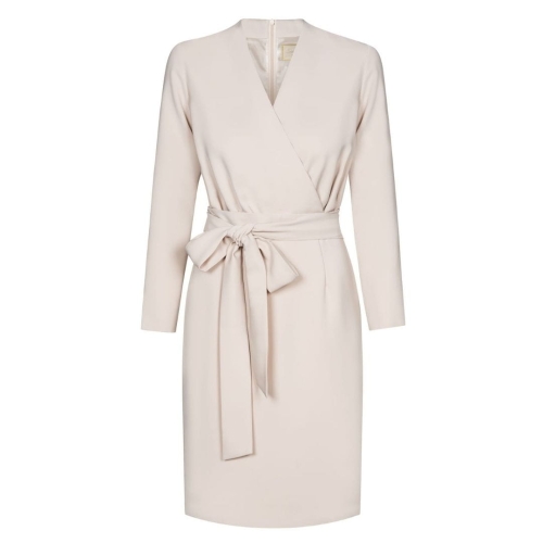 Beige graphite dress Liliana with envelope neckline by Swing