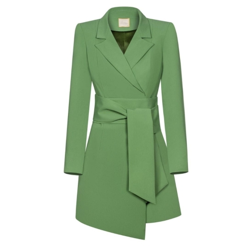 Green navy cut dress with waist belt Rocky by Swing