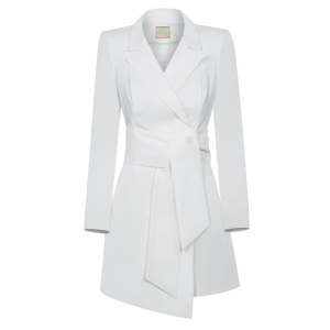 White navy cut dress with waist belt Rocky by Swing