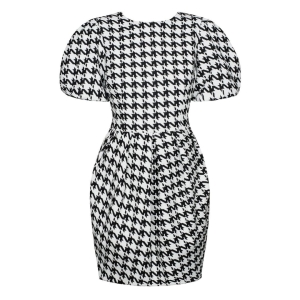 Jacquard mini dress in black and white houndstooth check Izabella II by Swing SS21