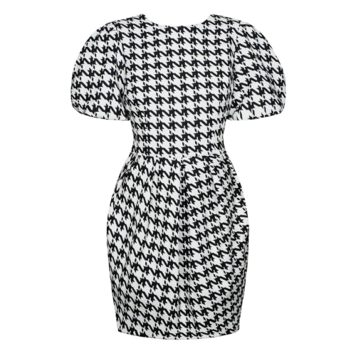 Jacquard mini dress in black and white houndstooth check Izabella II by Swing SS21