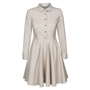 Beige flared vichy check dress Natalie by Swing