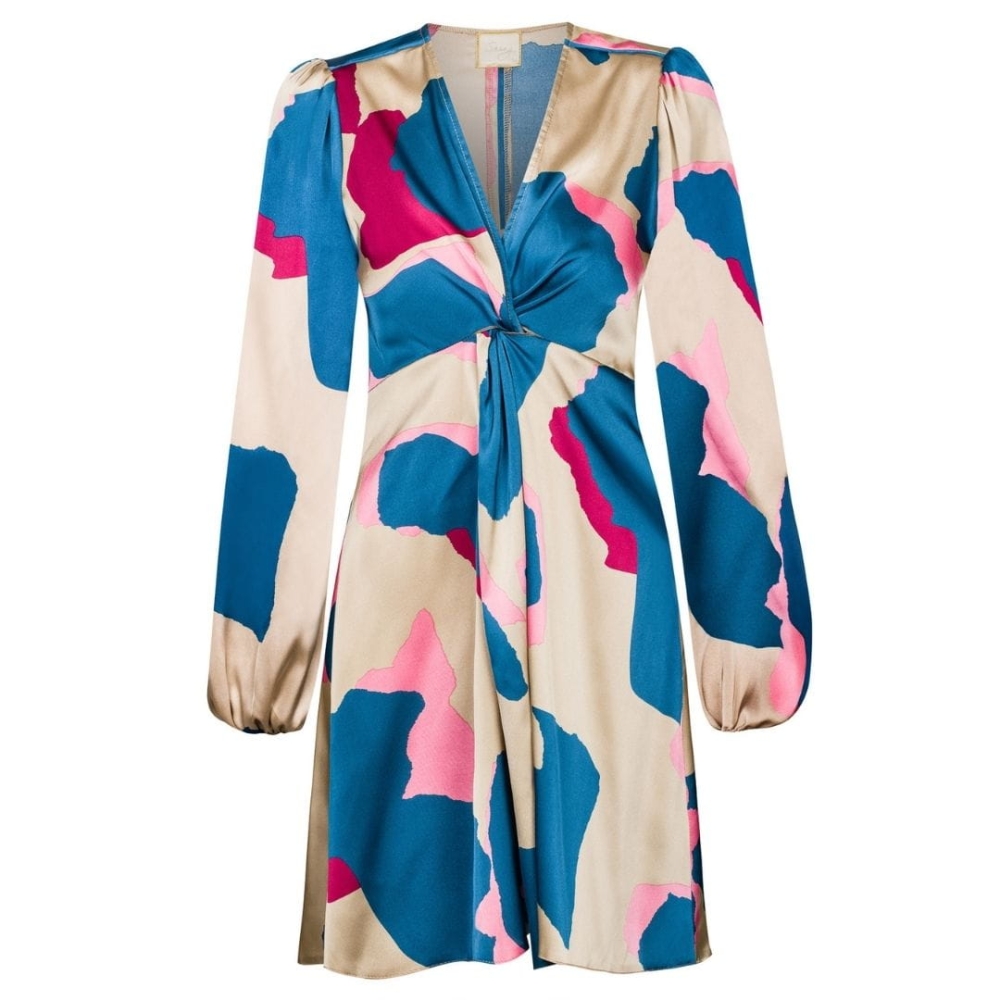 Kolorowa rozkloszowana sukienka Twist by Swing