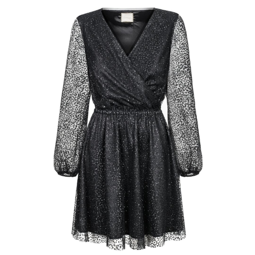 Czarna zjawiskowa błyszcząca sukienka w kropki Golddie by Swing