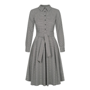 Jacquard emery dress in black and white houndstooth check Celine by Swing