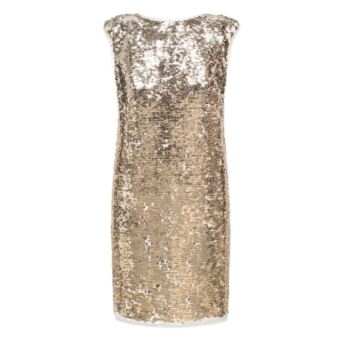 Beige and gold sequin dress with cut-out back Champaigne by Swing