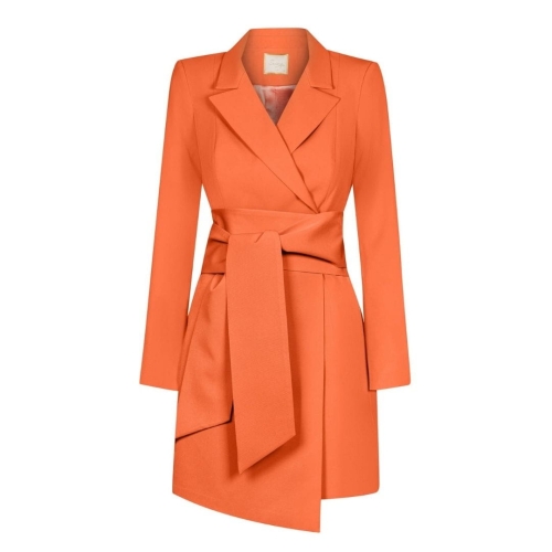 Orange navy cut dress with waist belt Rocky by Swing