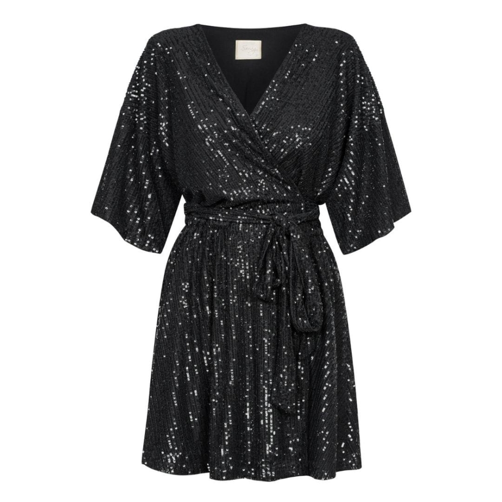 Czarna cekinowa sukienka kimono Stella by Swing