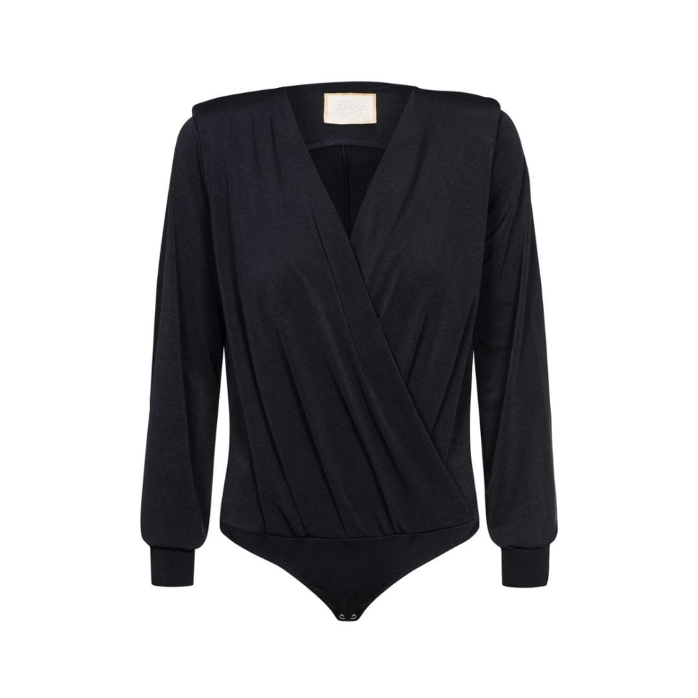 Czarne body z kopertowym dekoltem Moonlight by Swing