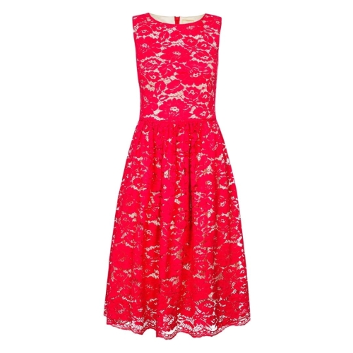 Red lace midi dress June by Swing