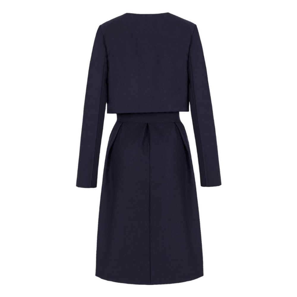 Granatowy płaszcz z ozdobnymi klapami Simple by Swing