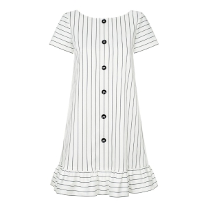 Black and white striped dress with decorative buttons Odetta by Swing