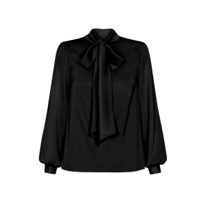 Black silky shirt blouse with bow Elisa by Swing