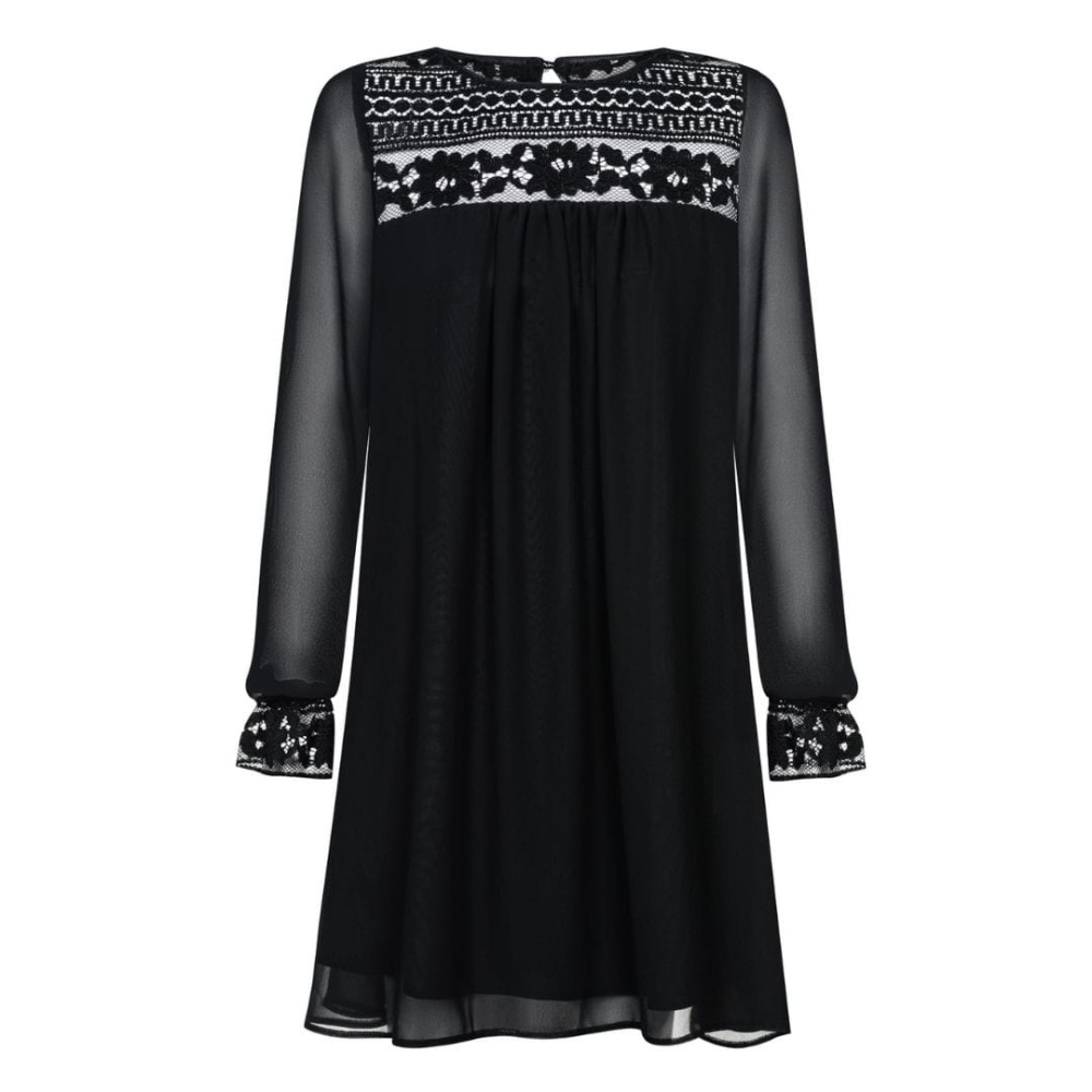 Czarne sukienka z koronkowym wykończeniem Grace by Swing