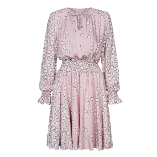 Pink slightly flared polka dot dress Wilma by Swing