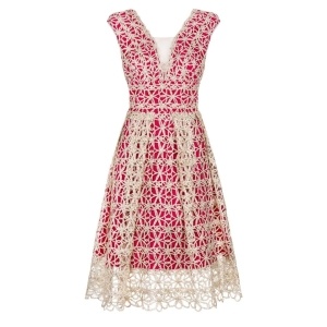 Gold midi dress with deep neckline Ramona by Swing