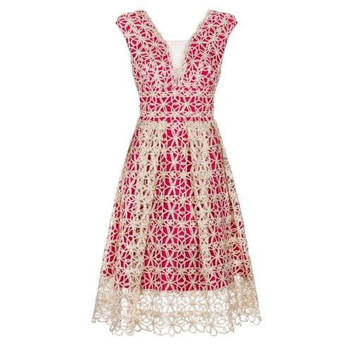 Gold midi dress with deep neckline Ramona by Swing