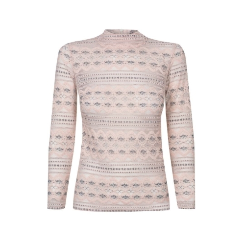 Pink lace top with half turtleneck Richie by Swing