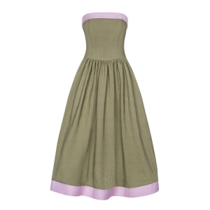 Green cocktail dress with pink trim Lara by Swing