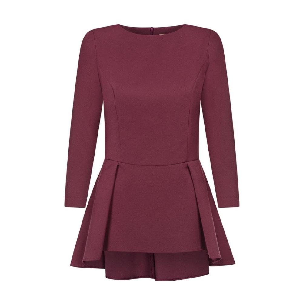 Bordowa bluzka z baskinką Paola by Swing