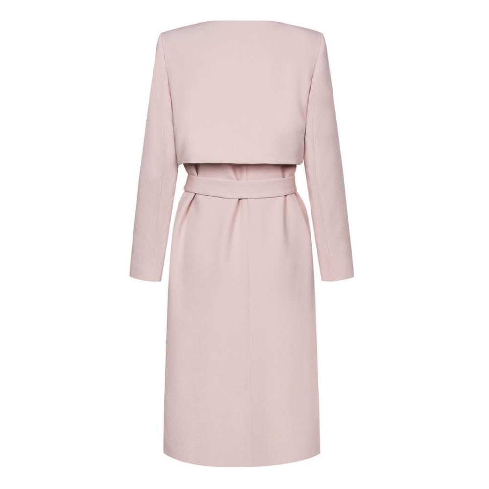 Różowy płaszcz z ozdobnymi klapami Simple by Swing