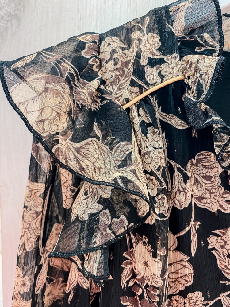 Luźna sukienka w stylu boho brązowe kwiaty Aurelia by Swing