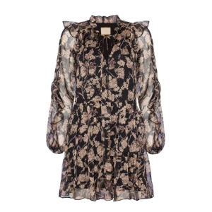 Loose boho style dress brown flowers Aurelia by Swing