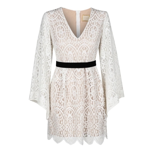 White lace mini dress with wide sleeves Maya by Swing