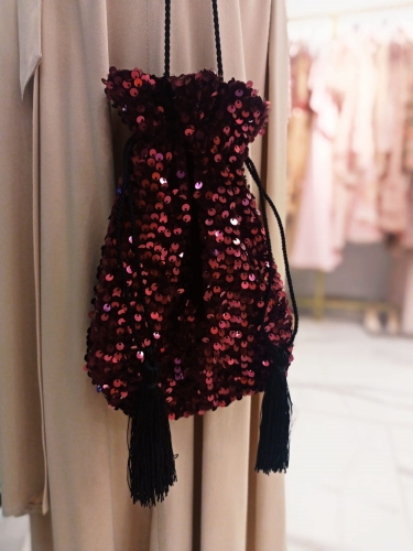 Velour sequin purple bag purse by Swing