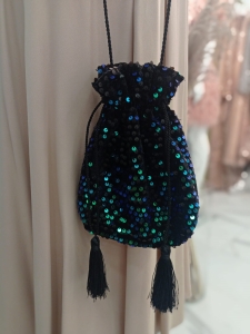 Velour sequin black handbag bag by Swing