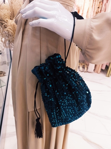 Velour sequin turquoise bag purse by Swing