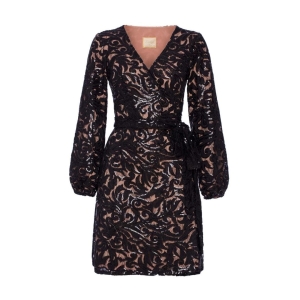 Black lace midi dress with sequins Brenda by SWING