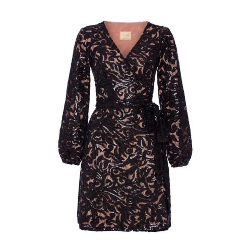 Black lace midi dress with sequins Brenda by SWING