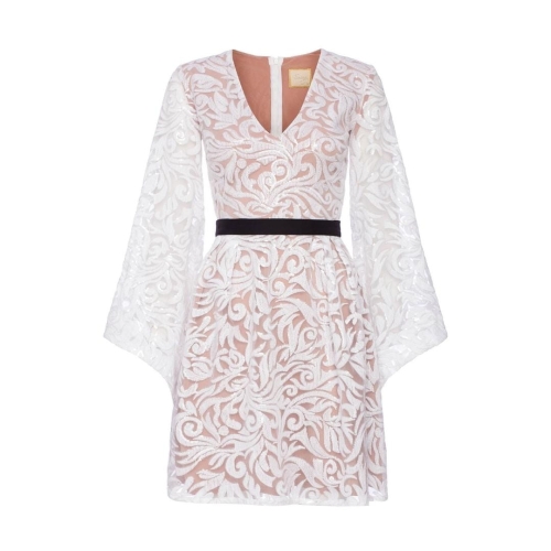 White lace dress with wide sleeves Valerie by SWING
