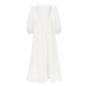 Long cream dress with feathers Furry by Swing