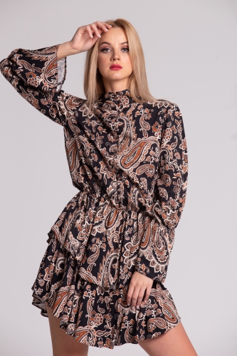 Unzipped patterned dress with ruffles Blake by Swing