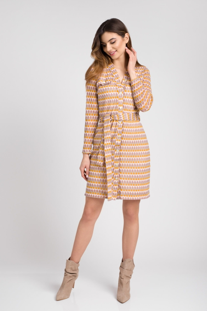 Sweterkowa rozpinana sukienka przed kolano Sangria by Swing pomarańcz