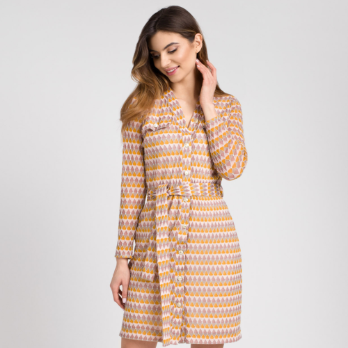 Orange sweater unzipped knee-length dress Sangria by Swing