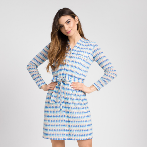 Blue sweater unzipped dress knee-length Sangria by Swing