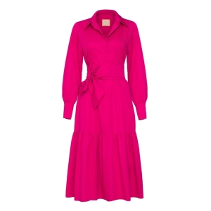 Pink flared dress with collar Monaco