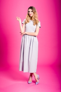 Gray flared Baby Blue maxi dress by Swing