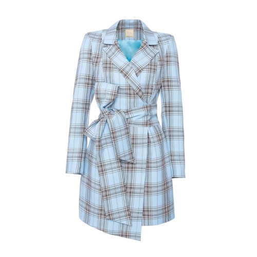 Blue checkered navy dress with waist belt Rocky by Swing