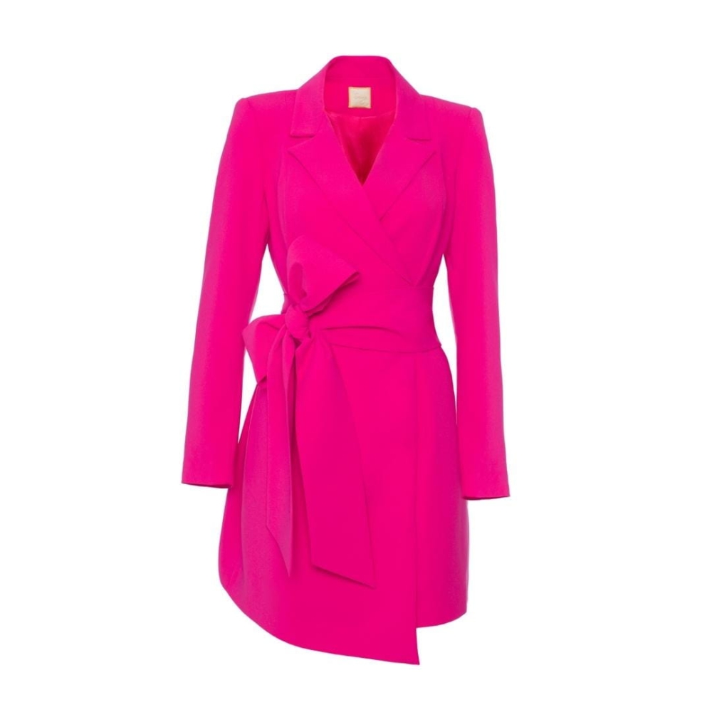 Różowa amarantowa sukienka o kroju marynarki z paskiem w talii Rocky by Swing