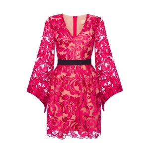 Red lace dress with wide sleeves Valerie II by SWING