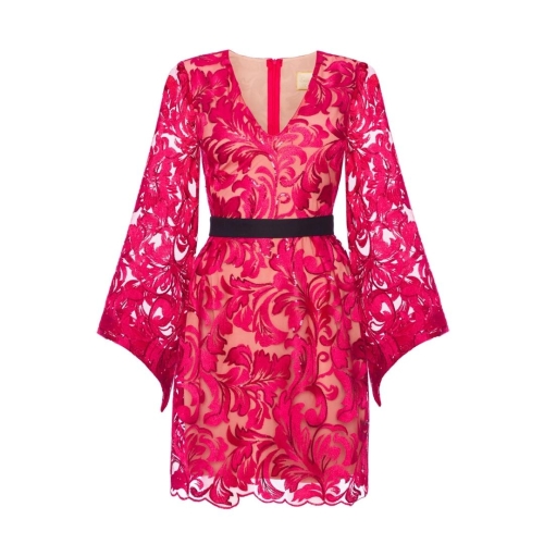 Red lace dress with wide sleeves Valerie II by SWING